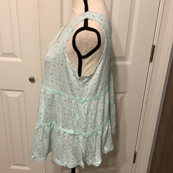 Love,Fire Mint Floral Tiered Tank Top - Picture 4 of 9